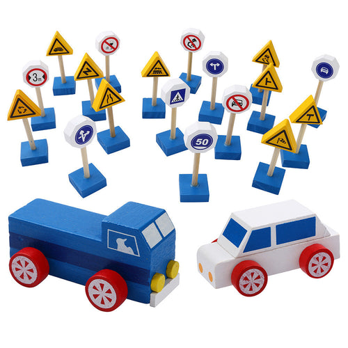Wooden Kids Toy Traffic Signs Road