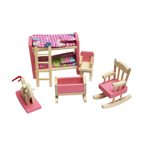 Wooden Doll House Furniture Miniature Kids