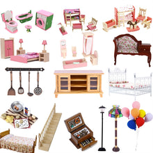 Load image into Gallery viewer, Wooden Doll House Furniture Miniature Kids